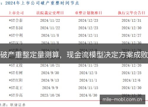 破产重整定量测算，现金流模型决定方案成败